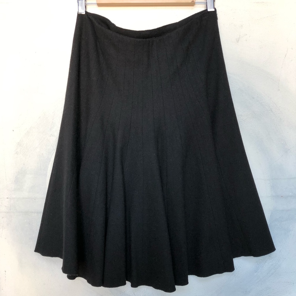 Club Monaco Black Wool A Line Skirt Flared Front